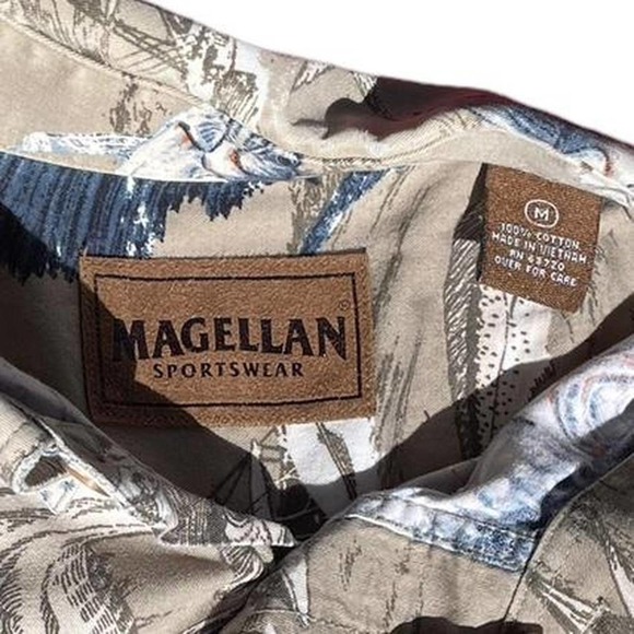 Magellan Sportswear Swordfish Print Button Up Long-sleeve Medium - Picture 4 of 5